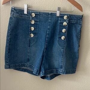 LOFT Blue Jean Shorts High-Waisted Nautical Style NWT